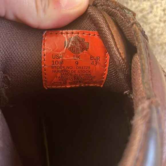 Men’s brown leather Harley Davidson lace up high top shoes. Size 10. - Picture 7 of 11